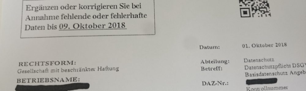 Vorsicht vor Trickformularen der Datenschutzauskunfts-Zentrale. Dies ist eine Abofalle. Externer Datenschutzbeauftragter (TÜV) & Anwalt.